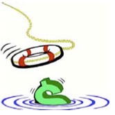 A lifesaver is thrown at a sinking dollar sign